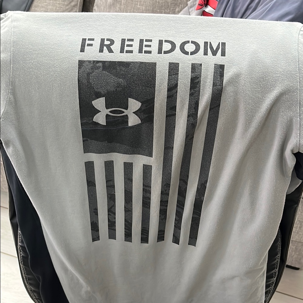 8 Under Armour Freedom Tee in Gray black blue and white
